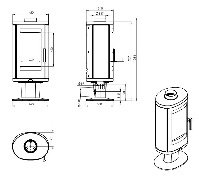 AUGUSTA Wood Stove 45 Lateral