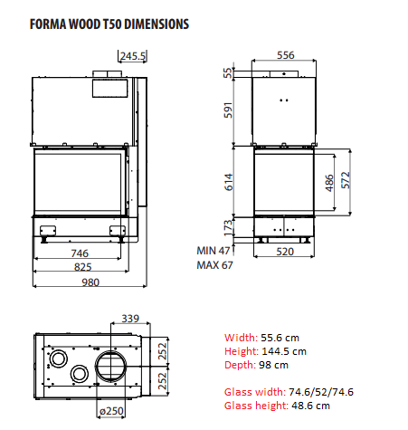 TC FORMA T50 Wood Fireplace Room Divider