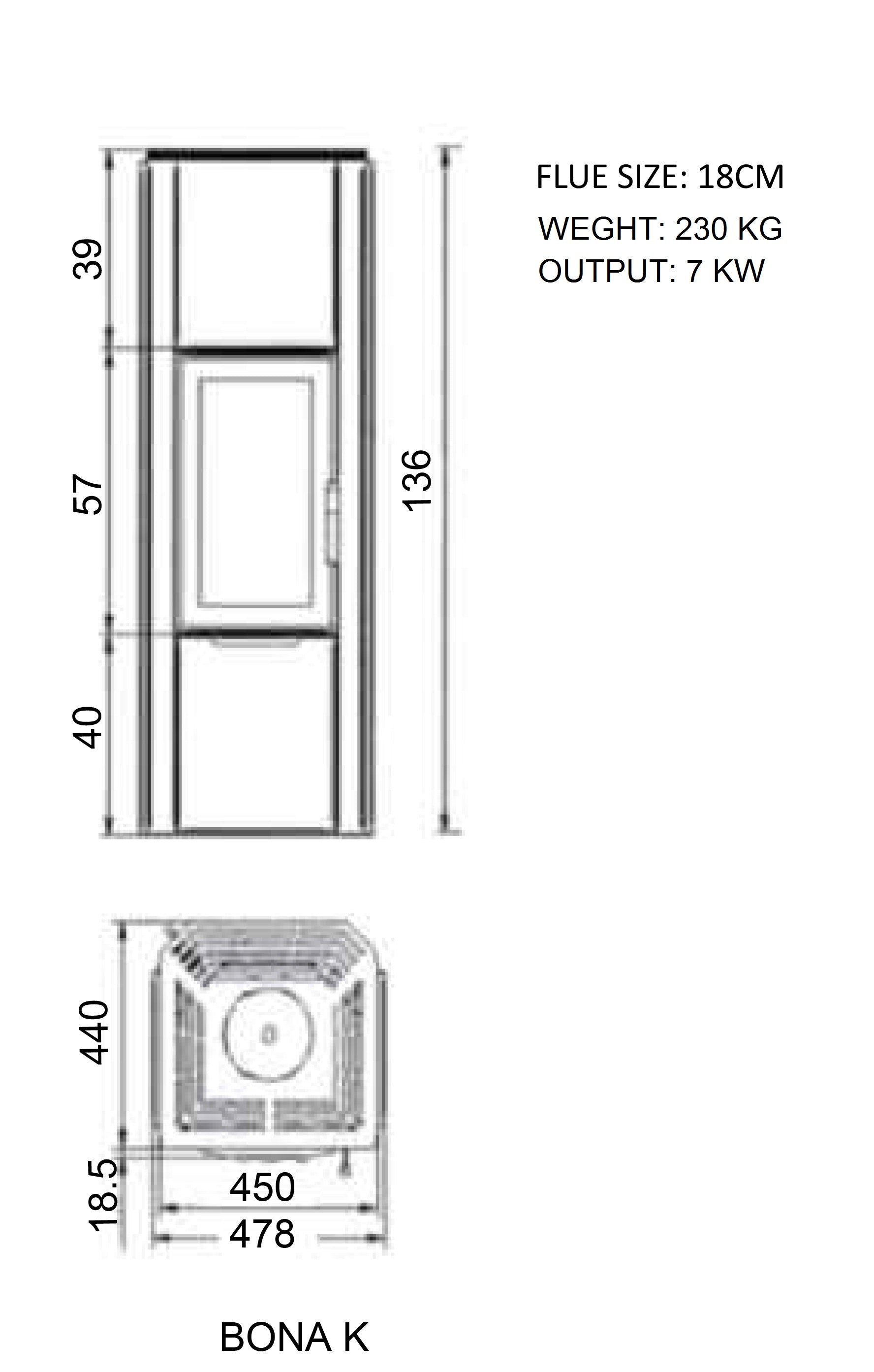 BONA K Wood Stove 50 Lateral