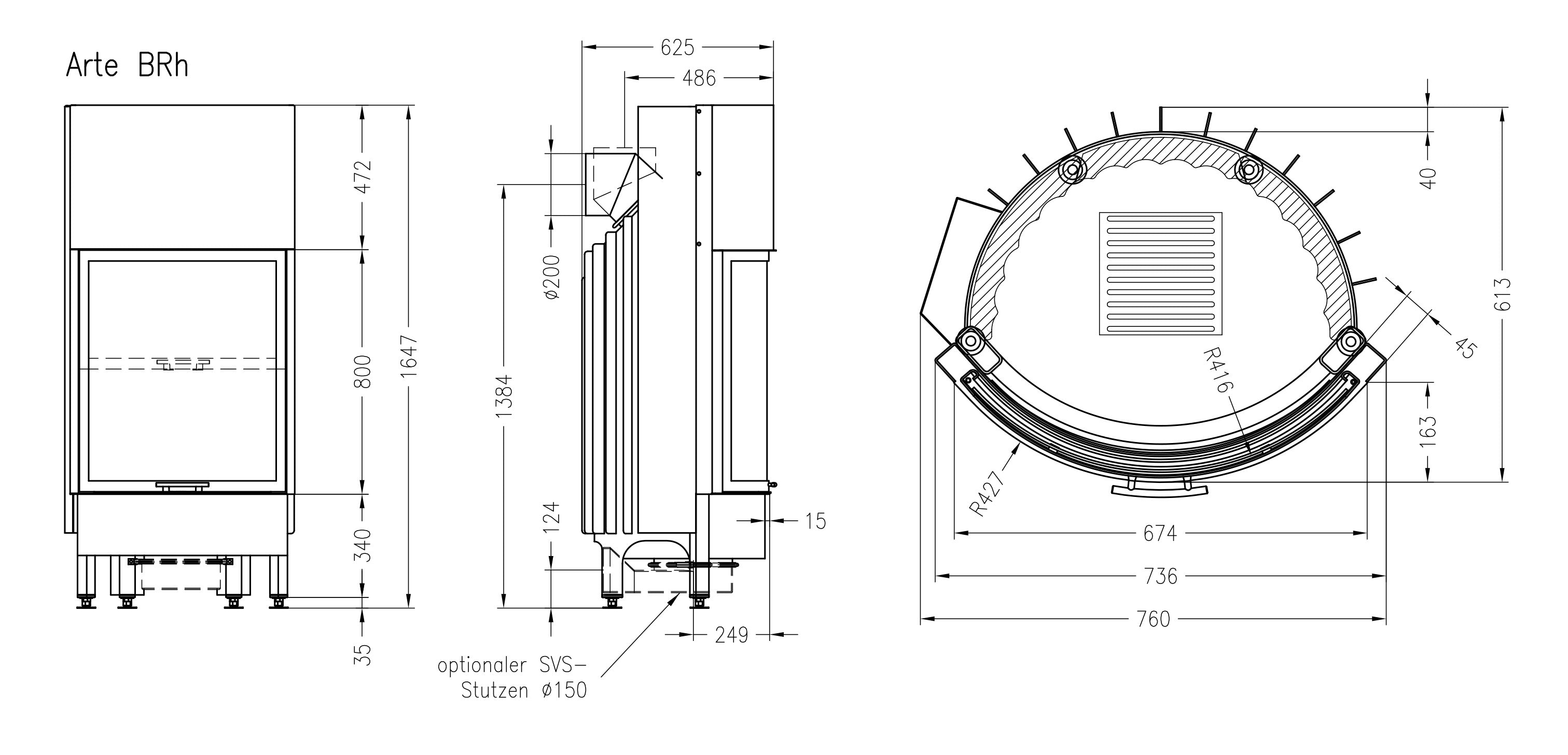 ARTE BRH Wood Fireplace 80 Lateral