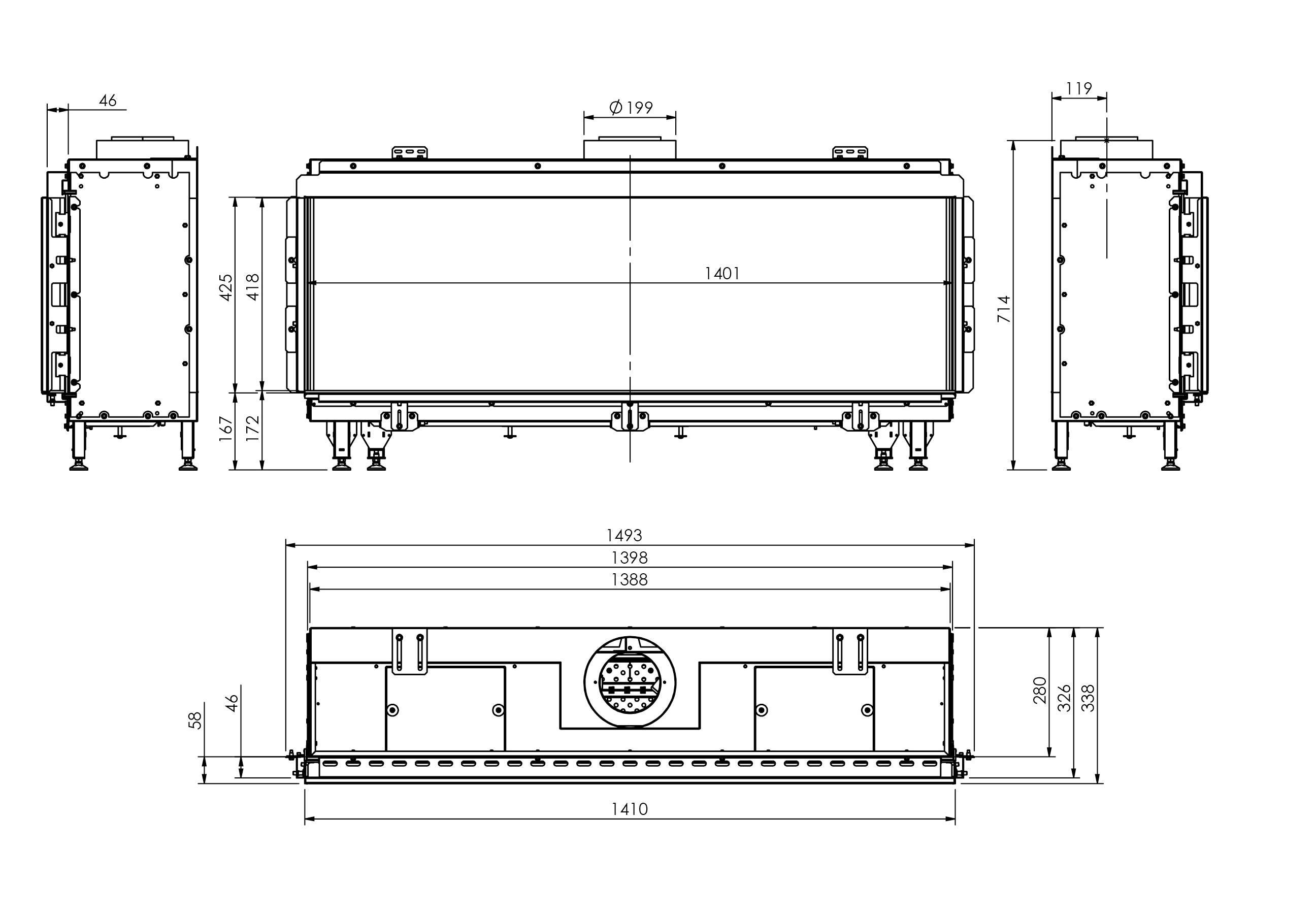MODORE 140MK2 Gas Fireplace 140 Lateral