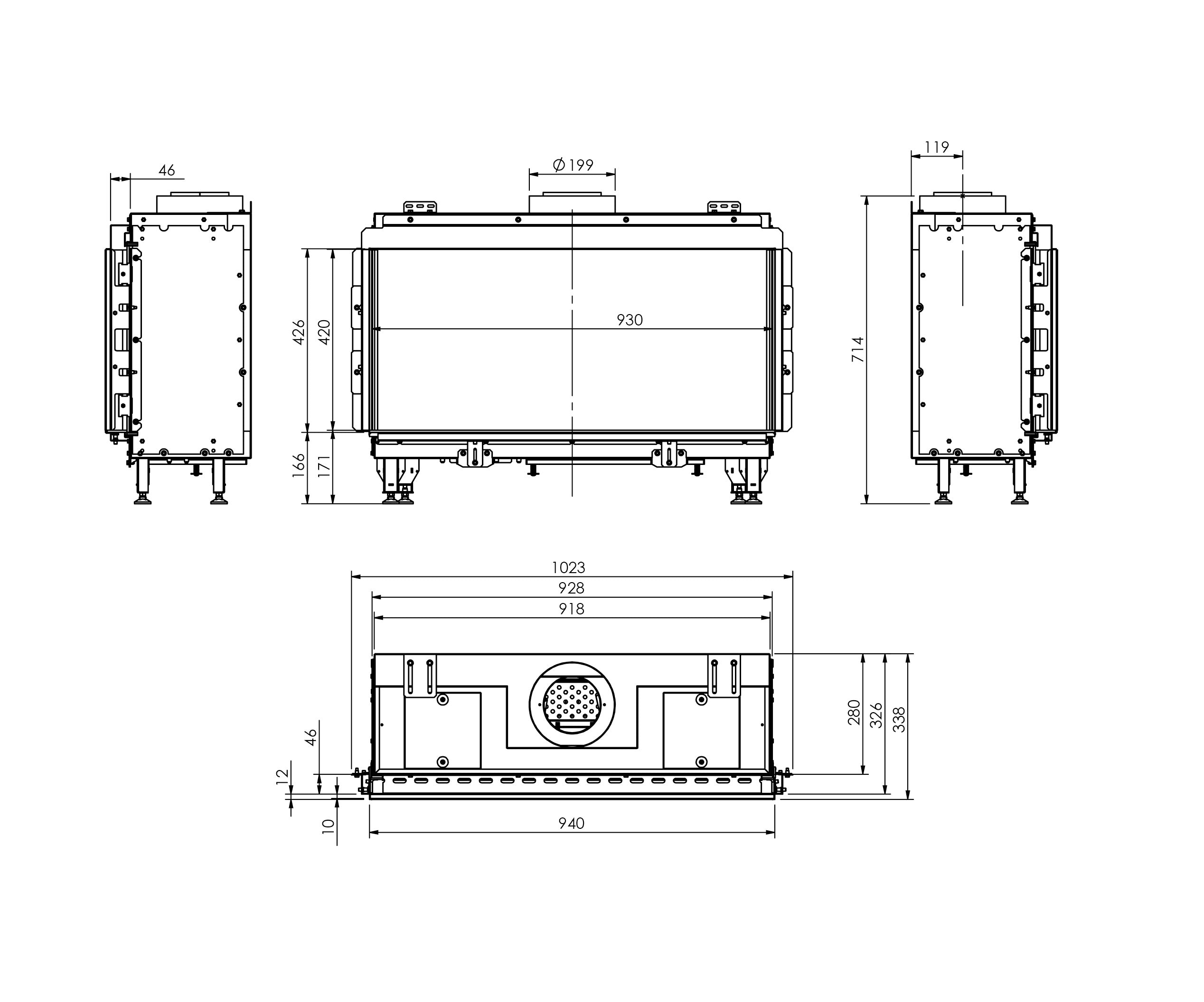 MODORE 95MK2 Gas Fireplace 100 Lateral