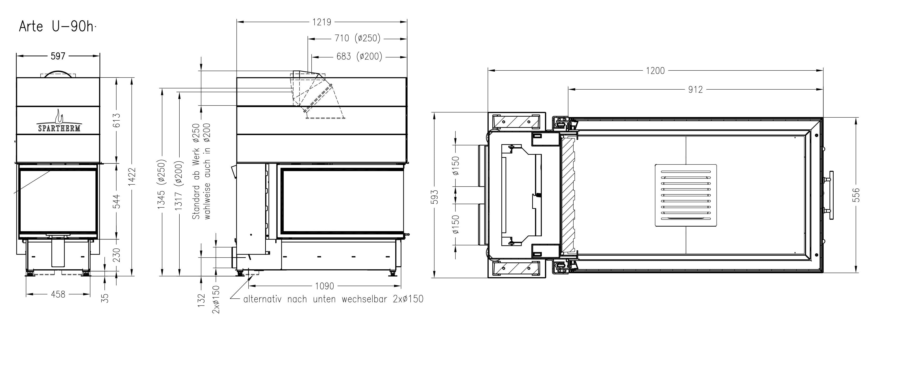 ARTE U90 H Wood Fireplace Room Divider