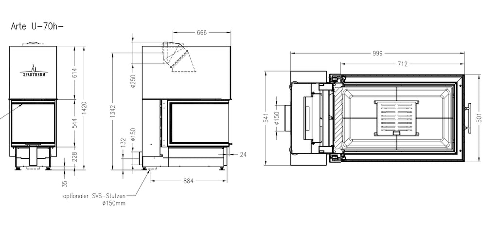 ARTE U70 H Wood Fireplace Room Divider