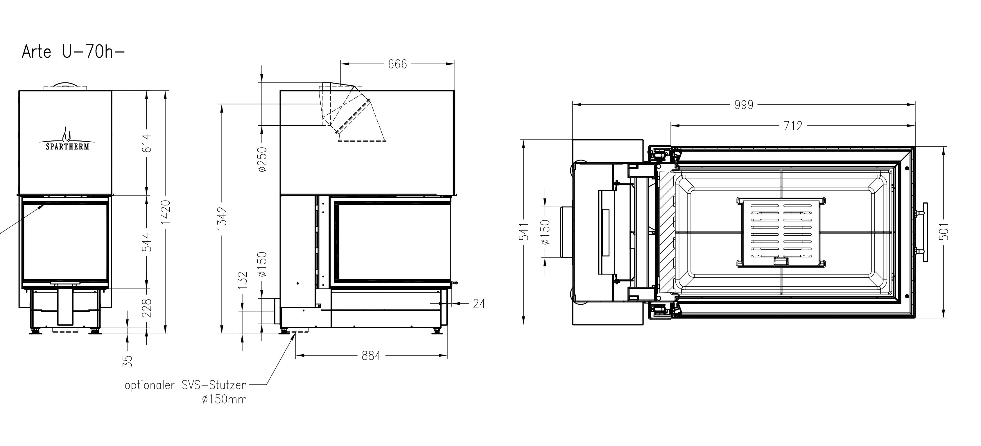 ARTE U70 H Wood Fireplace Room Divider
