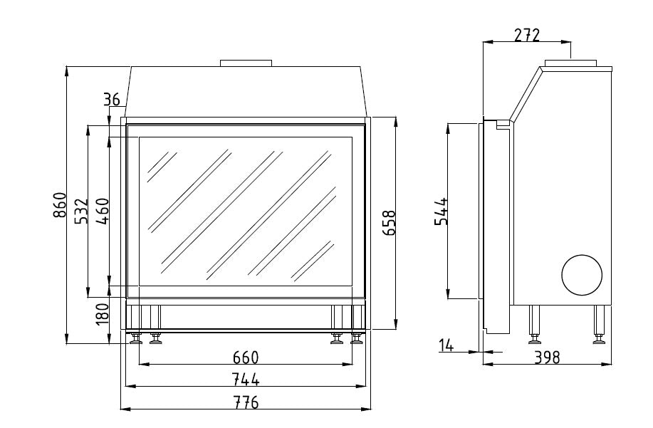GS 750 Gas Fireplace 75 Lateral
