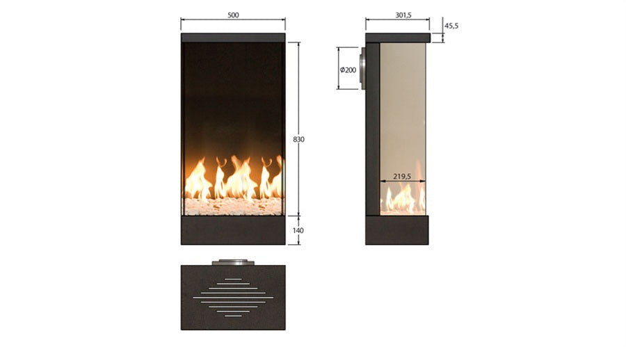 SIRIUS Gas Fireplace 50 3 Sided
