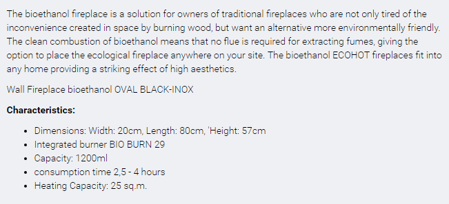 BIO OVAL 001 Ethanol fireplace Lateral