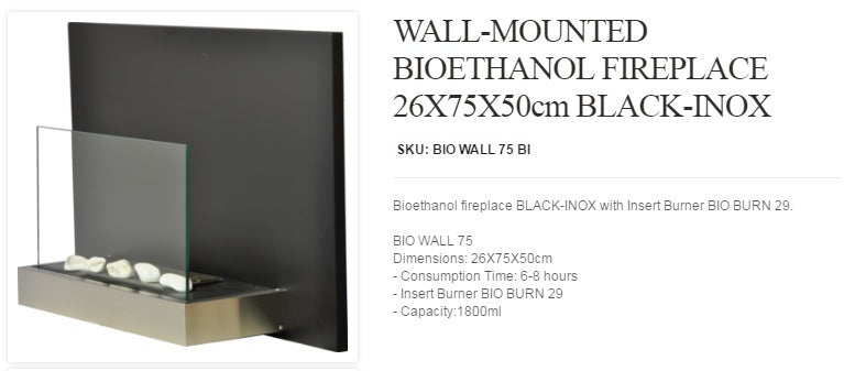 BIO WALL 75 BI Ethanol Fireplace Lateral