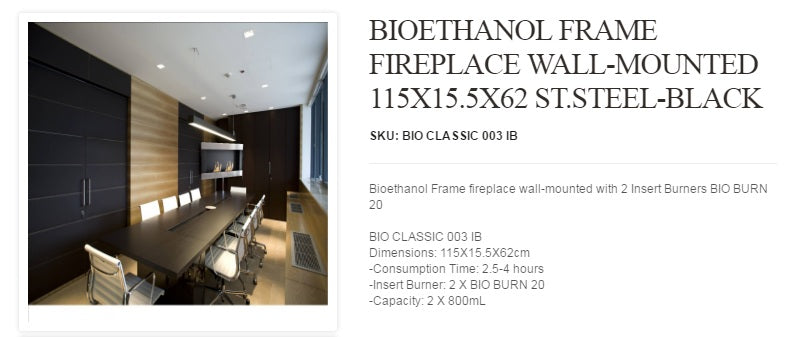 BIO CLASSIC 003 IB Ethanol Fireplace Lateral