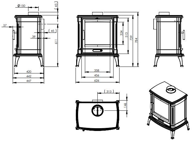 IBERIA Wood Stove 66 Lateral