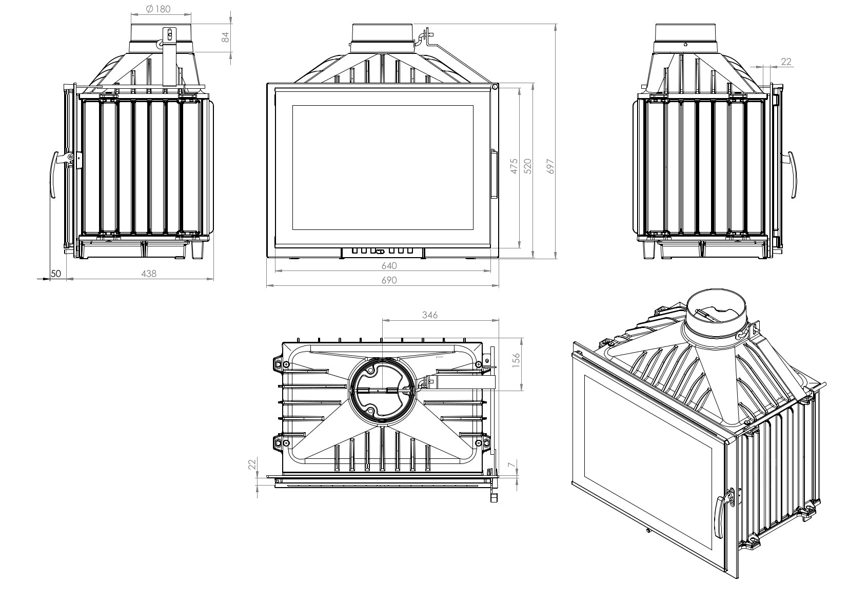 ALBER Wood Fireplace  Lateral